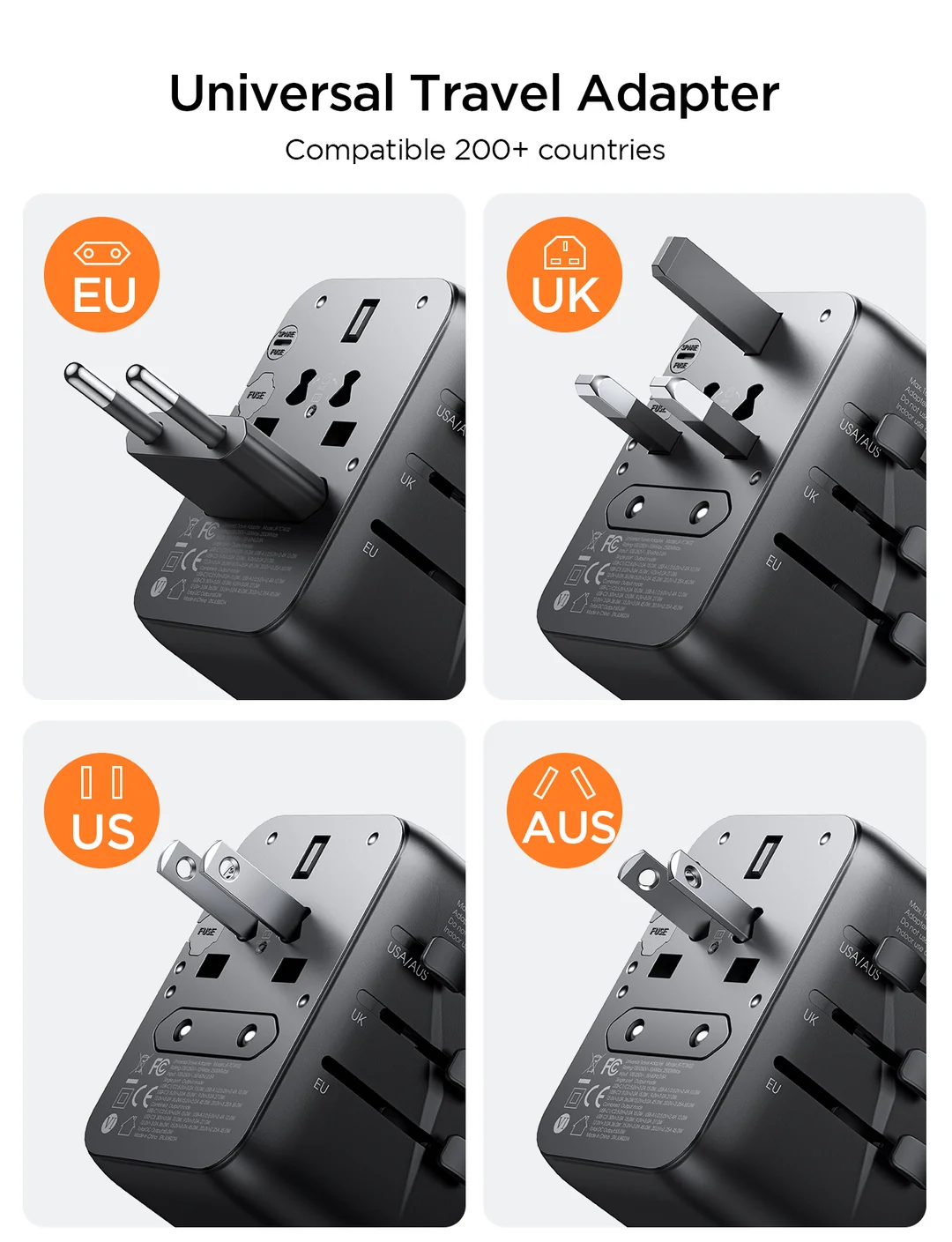 JOYROOM JR-TCW01 20w Universal Travel Adapter 3-Pin - Image 5