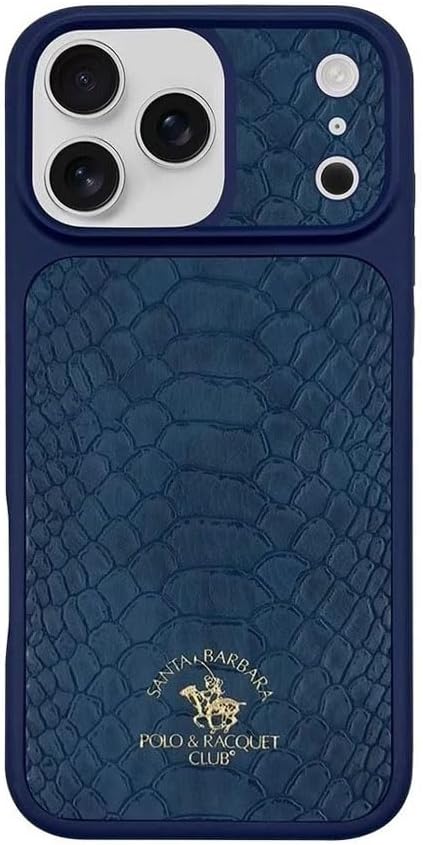 iPhone 17 Pro Max Case| Genuine Leather | Original Santa Barbara Polo & Racquet Club Leather Knight Case | Navy Blue Color - Image 3