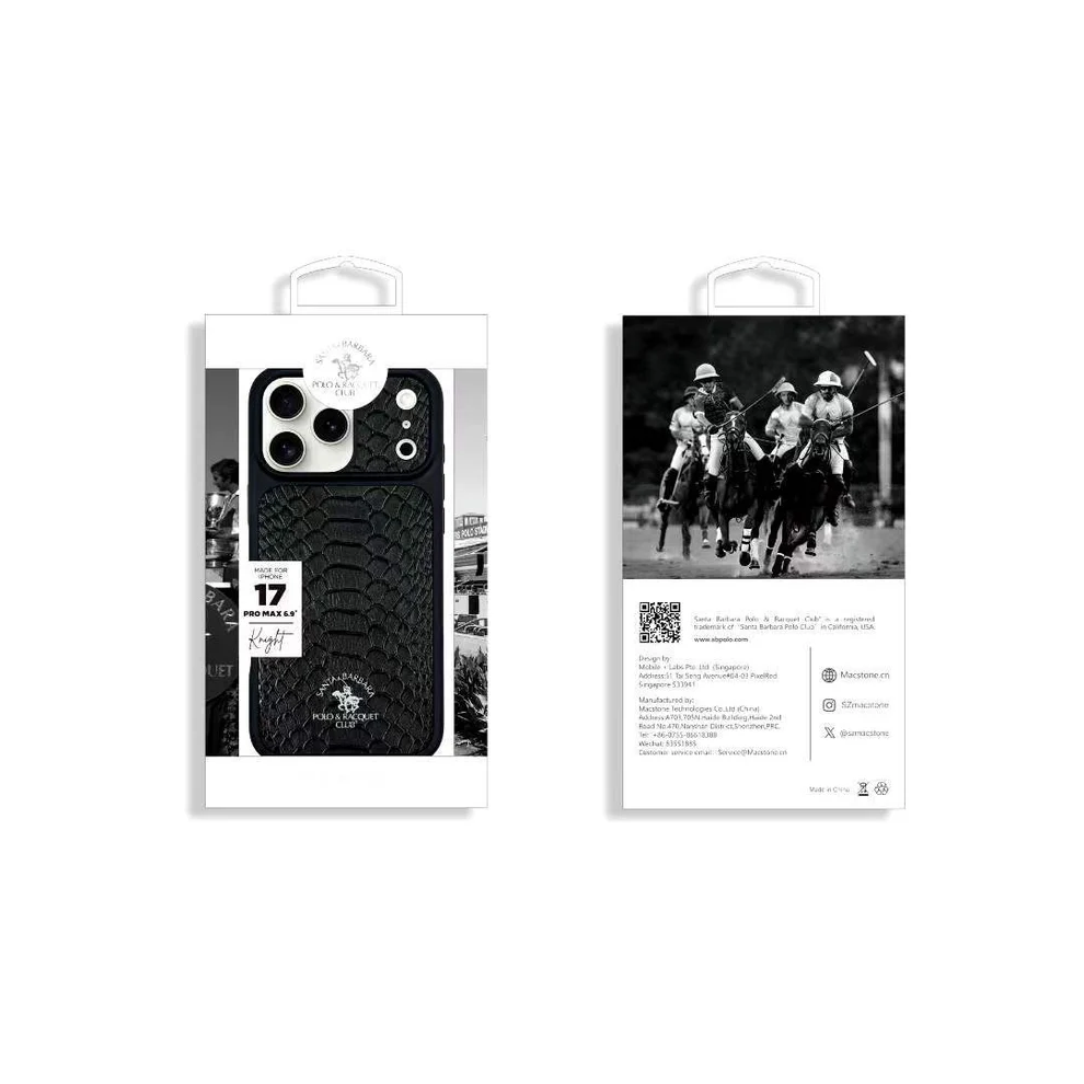 iPhone 17 Pro Max Case| Genuine Leather | Original Santa Barbara Polo & Racquet Club Leather Knight Case | Black Color - Image 3