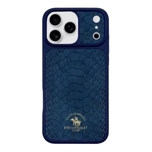 iPhone 17 Pro Max Case| Genuine Leather | Original Santa Barbara Polo & Racquet Club Leather Knight Case | Navy Blue Color