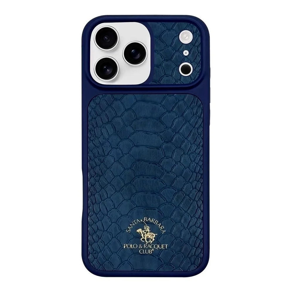 iPhone 17 Pro Max Case| Genuine Leather | Original Santa Barbara Polo & Racquet Club Leather Knight Case | Navy Blue Color